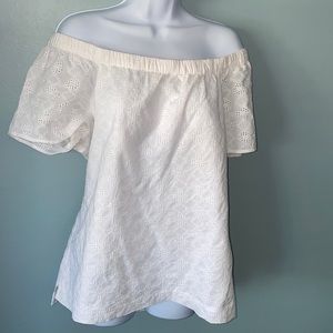 Banana Republic White Eyelet Off-Shoulder Top